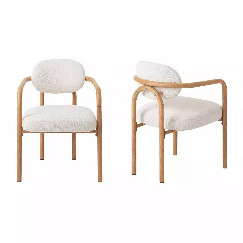 Christopher Knight Home Sumin Modern Metal Upholstered Dining Chairs with Backrest (Set of 2)