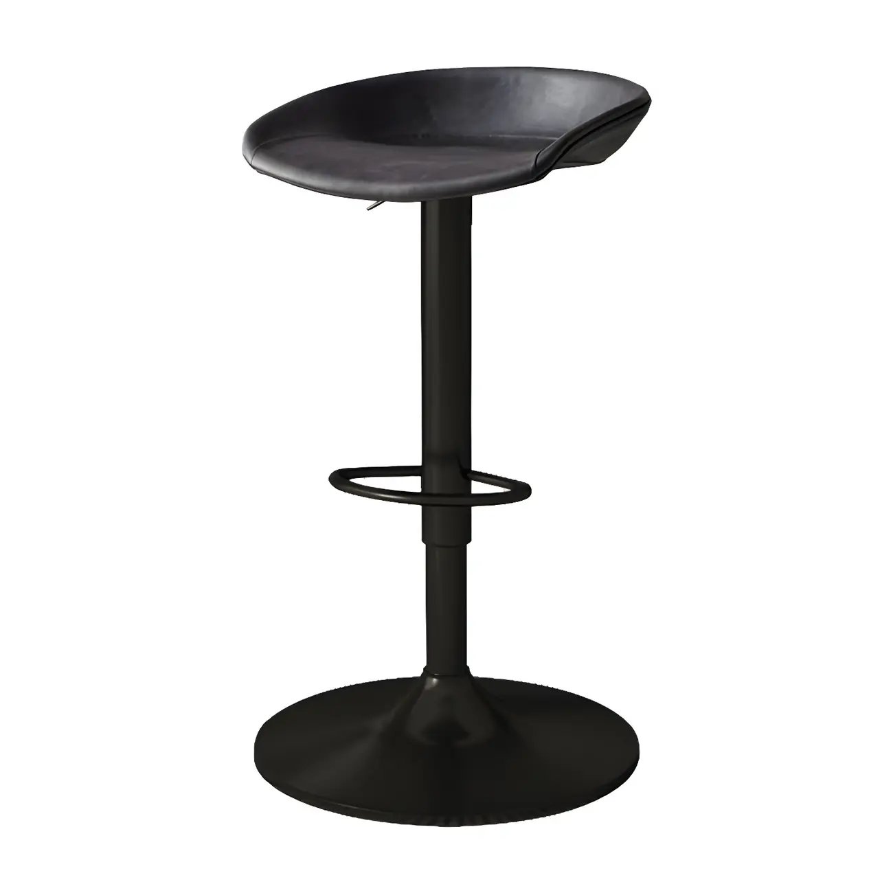 Modern Leather Black Pedestal Swivel Adjustable Bar Stool