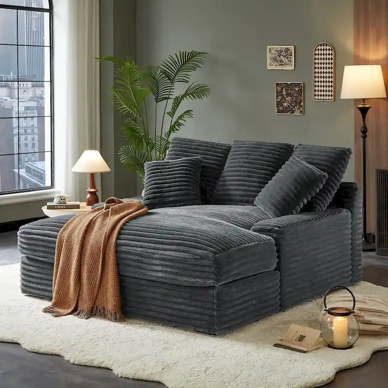 Sleeper Sofa Daybed - Corduroy Upholstery, Modern Design, Seats 1-2