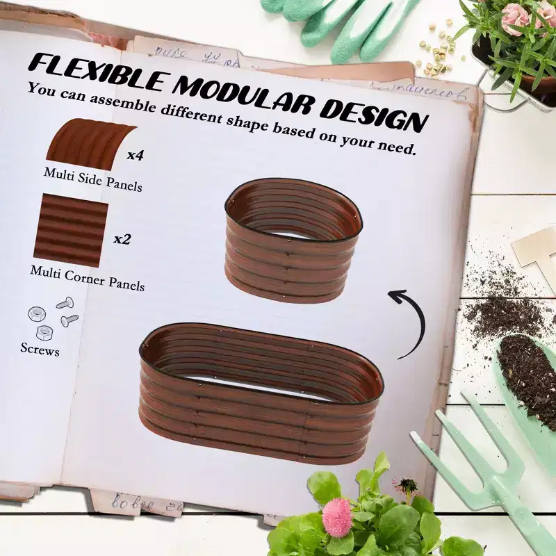 Galvanized Raised Garden Bed Kit, Metal Planter Box with Safety Edging