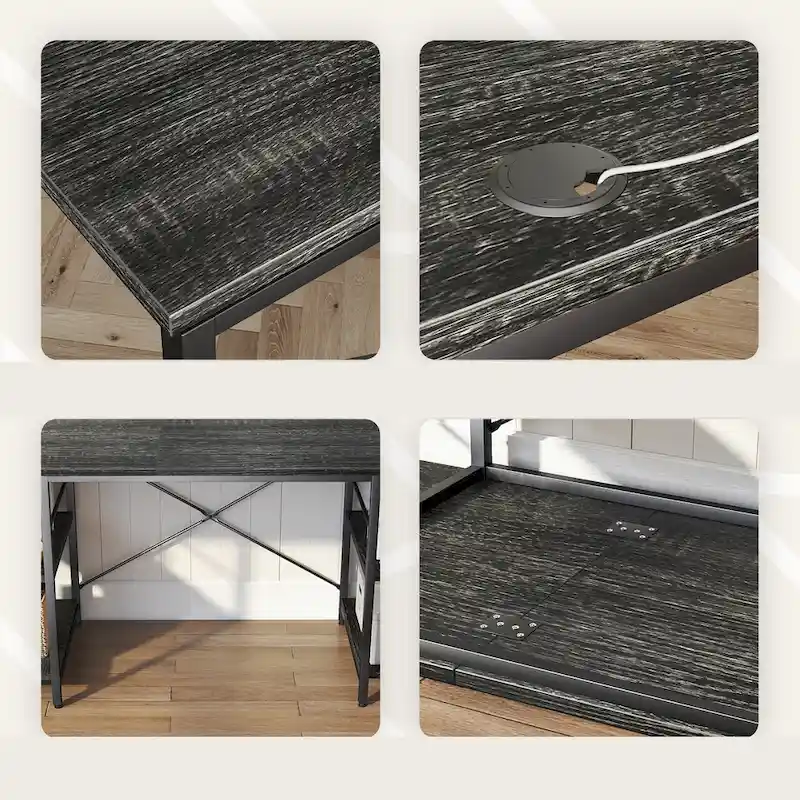 95.2 Inch L Shaped Desk with Shelves Home Office Computer Desk