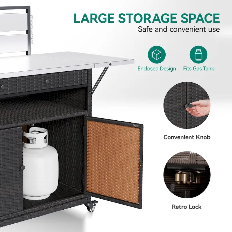 Moasis 54.3 Wicker Bar Cart