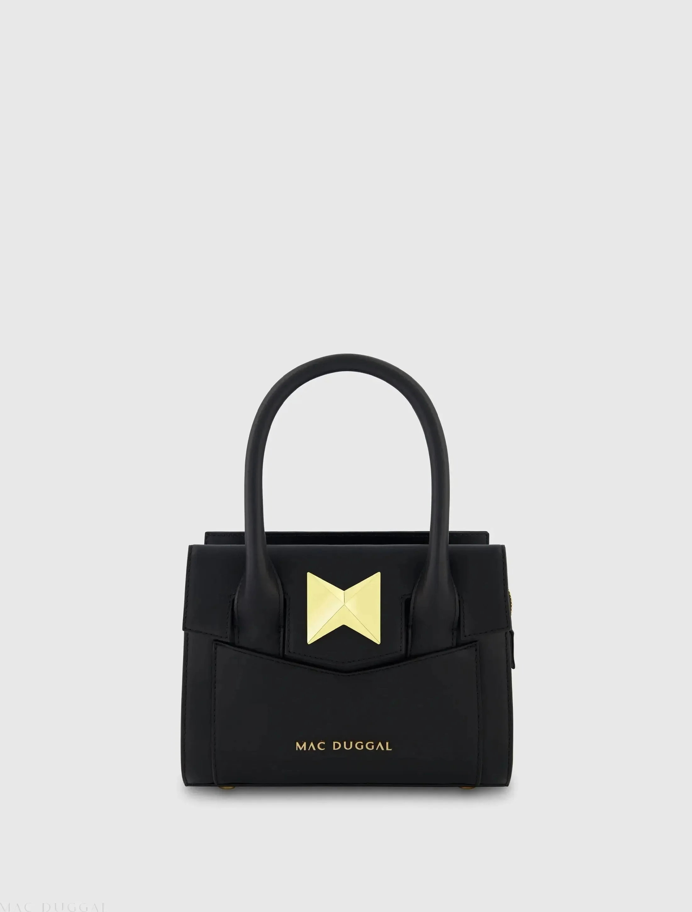 Black Small Leather Tote Bag With Gold Hardware - FINAL SALE