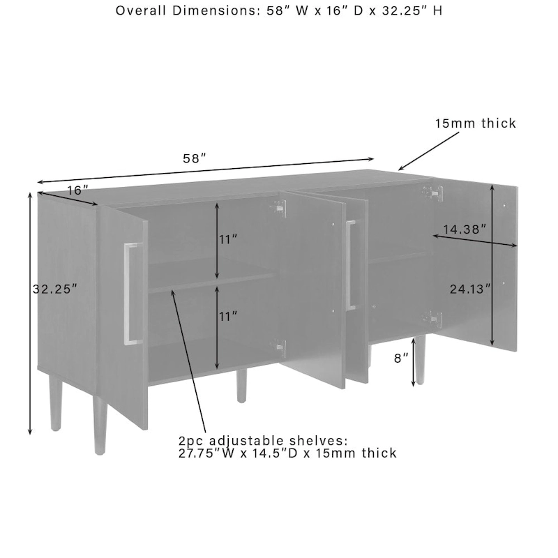 Crosley Everett Sideboard - 62x19x8