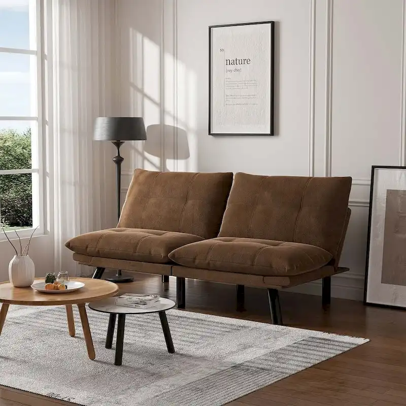 Modern Upholstered 2-Seater Sofa Bed with Adjustable Backrest and Armrests - 70:l