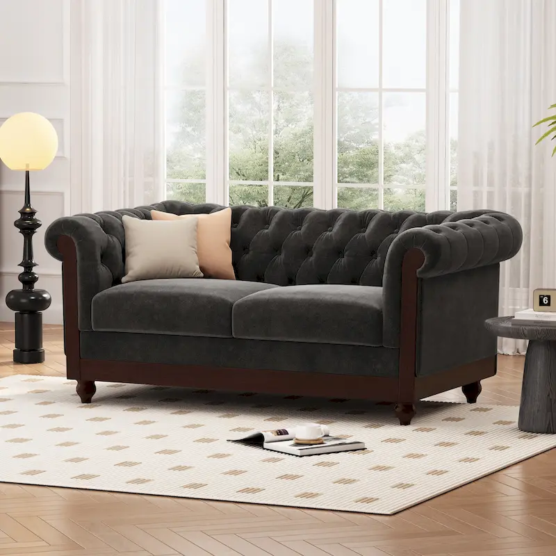 Chesterfield Velvet Loveseat Sofa