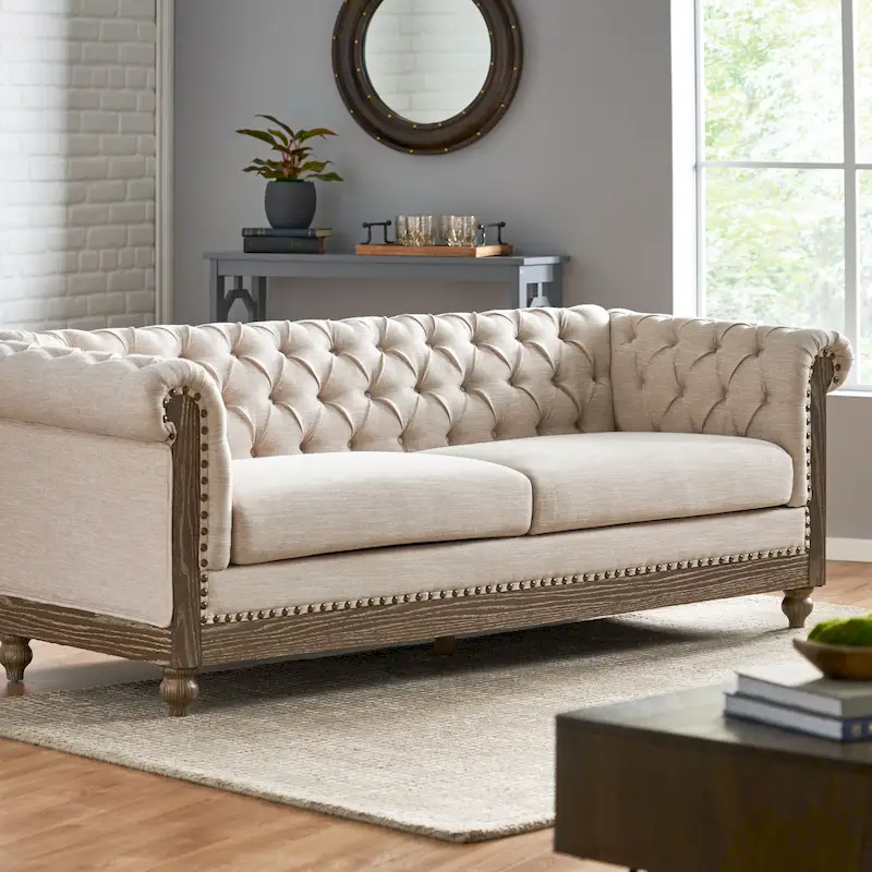 Castalia Nailhead Trim Chesterfield Sofa by Christopher Knight Home - 78.75 L x 33.50 W x 28.00 H