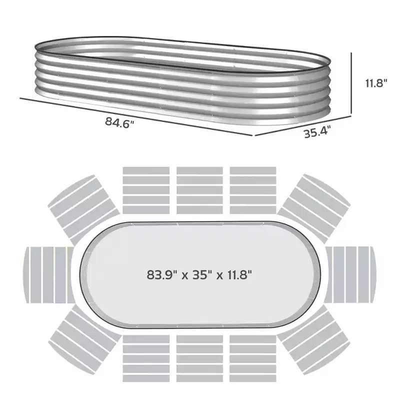 NAYSAYE Raised Garden Bed Set 2 Piece Metal Garden Boxes with Plant Stakes and Open Bottom Design for Garden Patio, Silver, 22.66*14.78*5.52