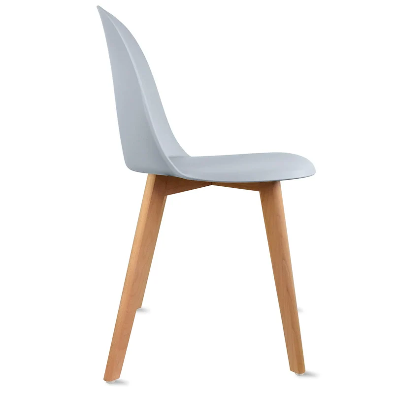 Set of 2 Plastic Dining Side Chairs with Wood Base