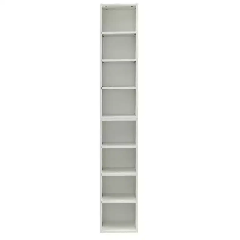VIYET 11.69.370.9 8-Tier Media Tower Rack - White MDF, Adjustable Shelves
