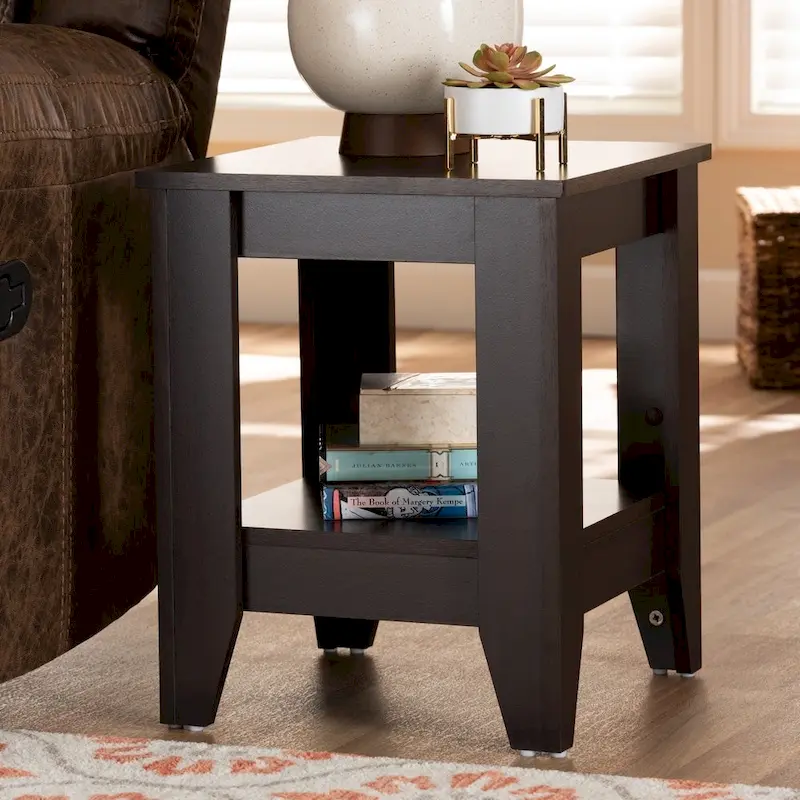 Cornesti Dark Brown Wood End Table