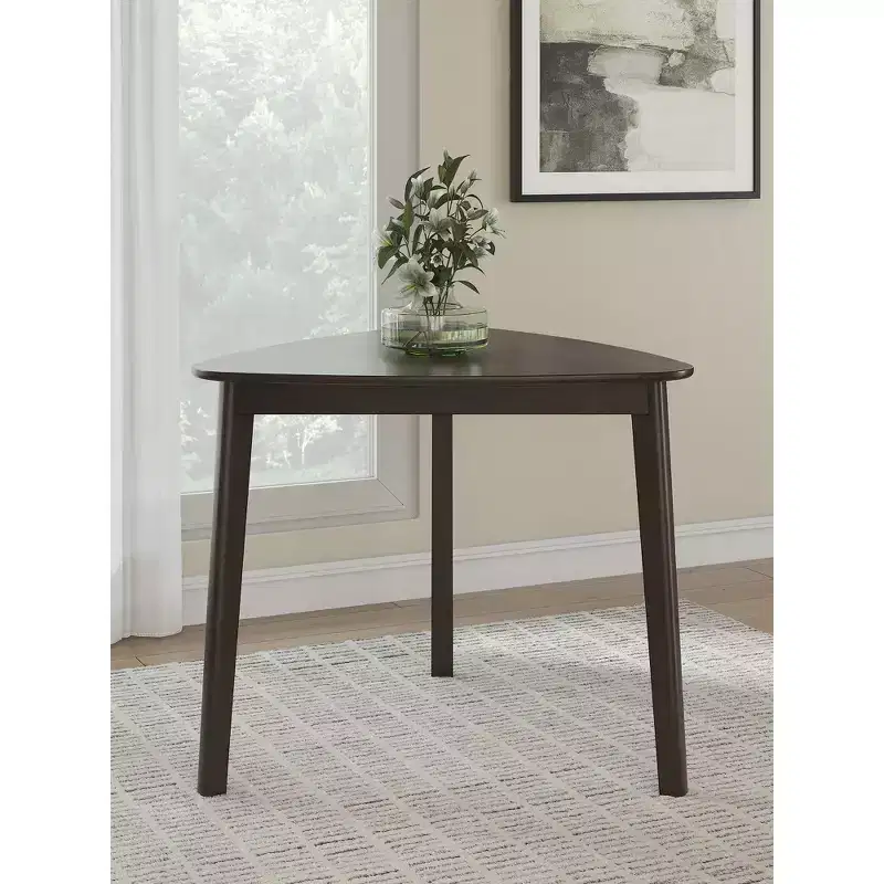 Signature Design by Ashley Favelon Triangle Dining Table, Merlot, Seats 3, Mid-Century Modern Small Space Dining