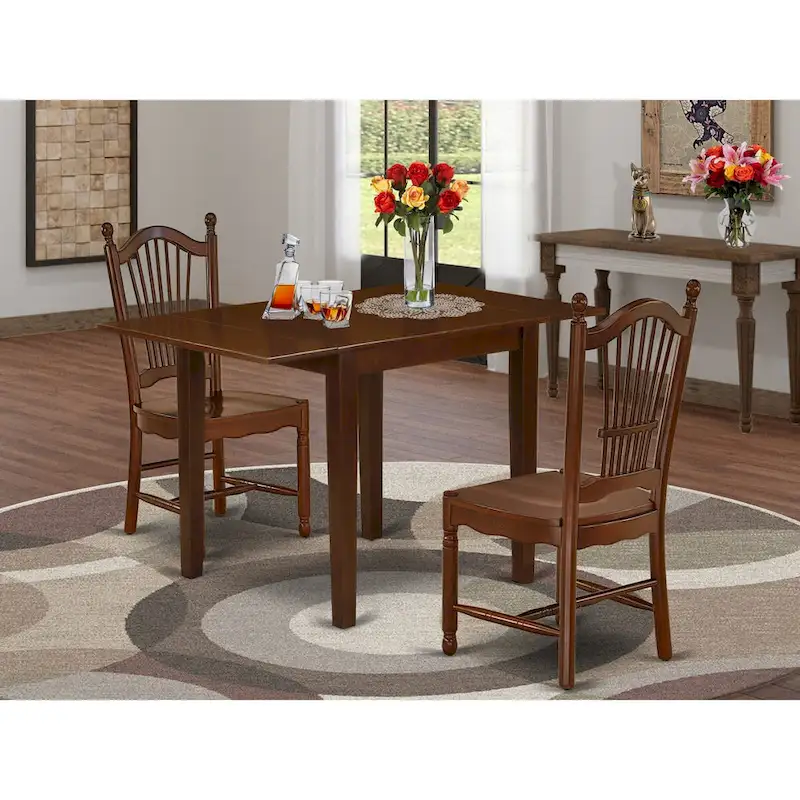 East West Furniture Dining Table Set- a Rectangle Dining Room Table and Kitchen Chairs, Mahogany (Pieces Option