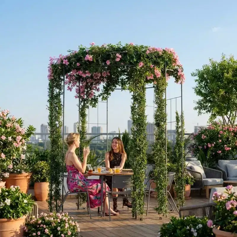 Heavy Duty Black Metal Garden Arbor Pergola Birdcage-Shaped Outdoor Trellis  Ideal for Climbing Plants, Vines & Roses  Decorative Fence Archway