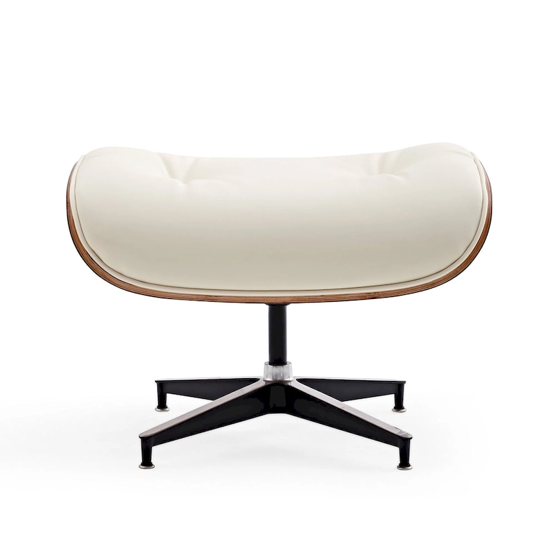 Mid-century Modern Lounger Real Leather Arm Chair and Ottoman Set