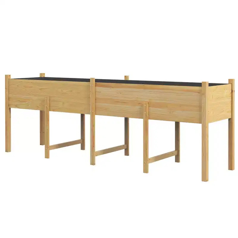 Outsunny 7.4' x 1.8' x 2.6' Raised Garden Bed Kit, Extra Large Elevated Wood Planter Box with Legs & Drainage Holes, 220 lbs. Capacity