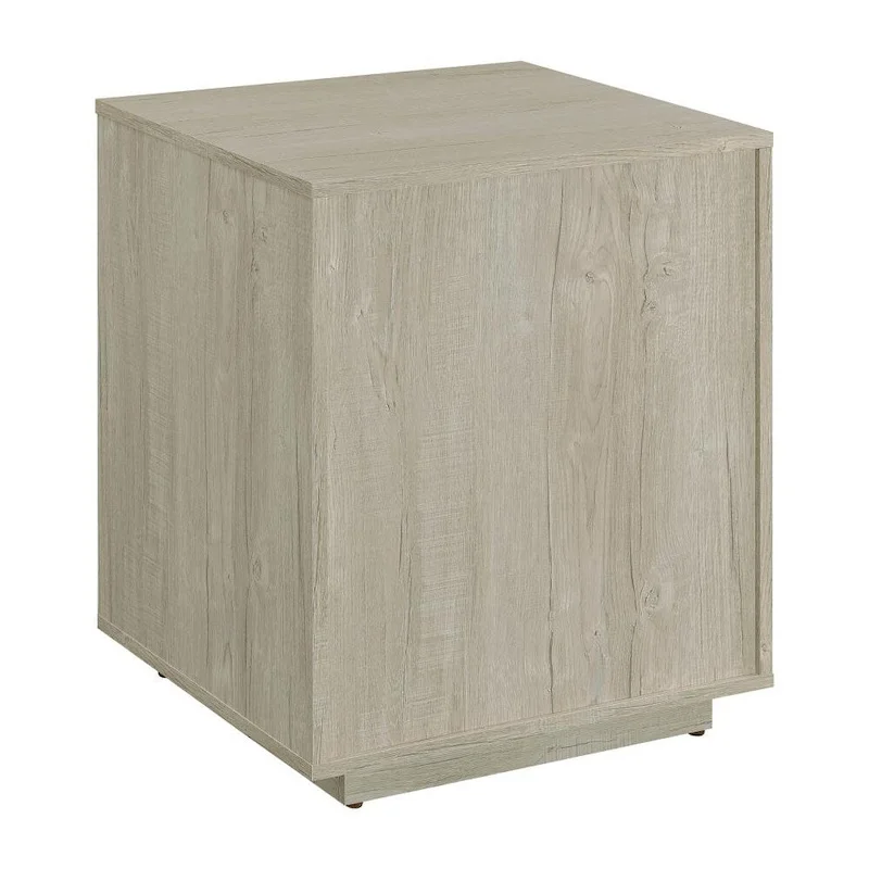 Wood File Cabinet in Whitewashed Grey and Black