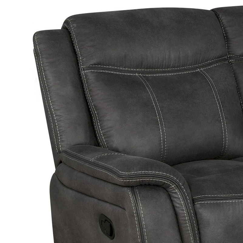 Tom 85 Inch Motion Manual Recliner Sofa, Gel Memory Foam Black Faux Leather