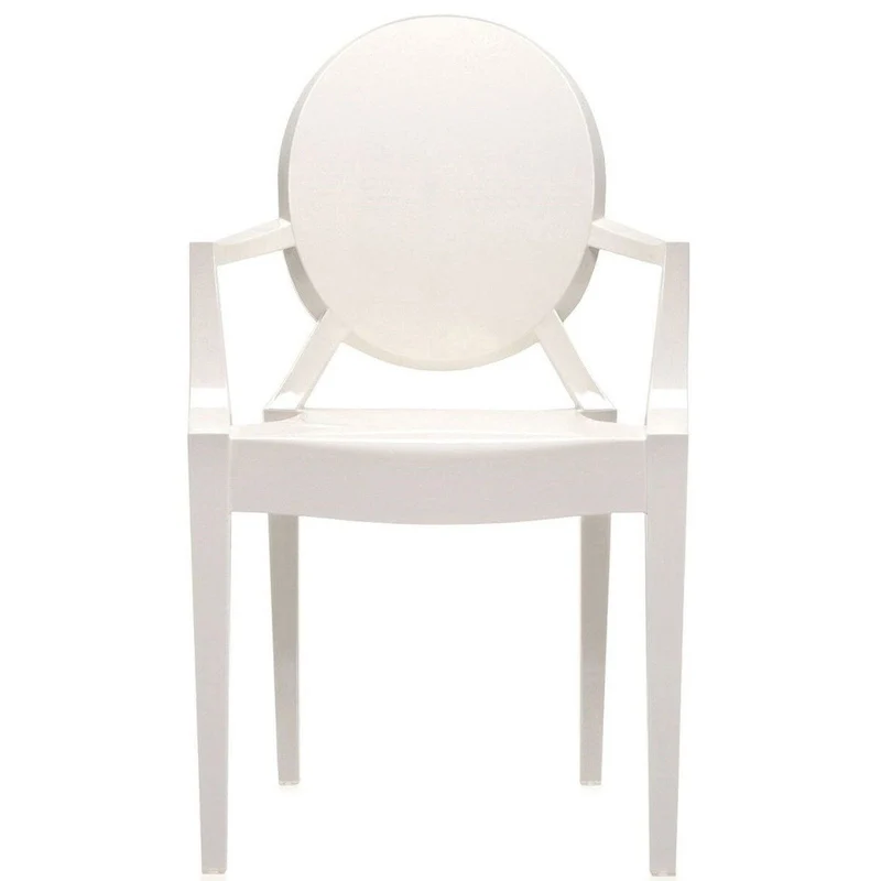 Designer Style Modern Dining Kitchen Crystal Clear Molded Plastic Transparent with arm Chairs Indoor Outdoor