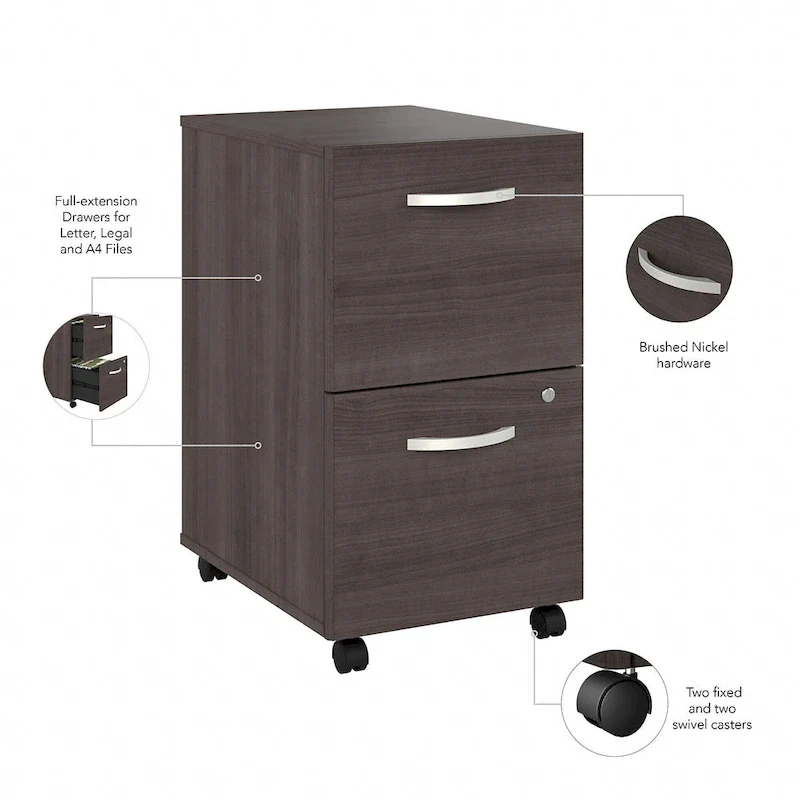 2 Drawer Mobile File Cabinet with Lock and Casters