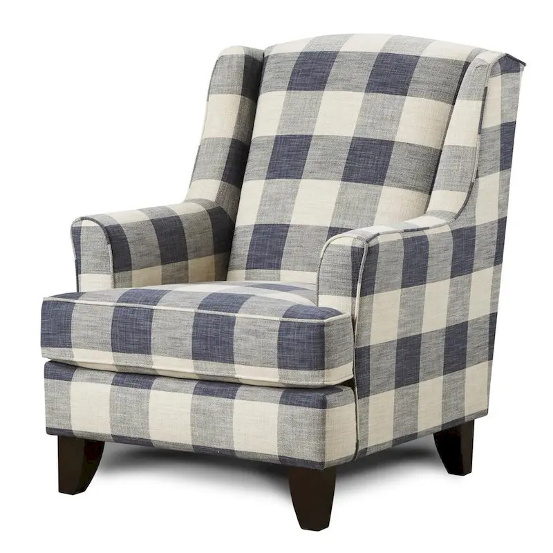 Yucatan Indigo Buffalo Check Accent Chair