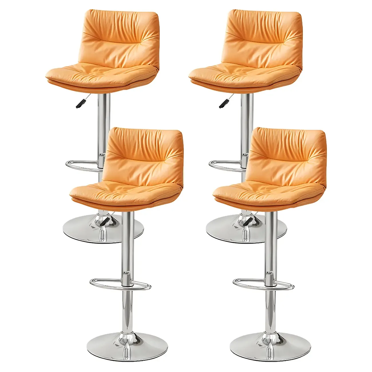 Modern Leather Saddle Swivel Adjustable Bar Stool