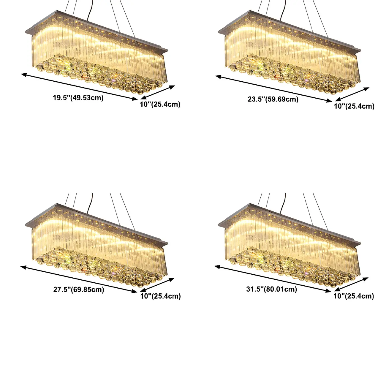Luxurious Crystal LED Rectangular Pendant Light