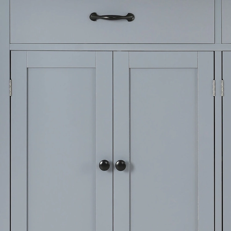 Classic Wooden Kitchen Island Cart with 2 Drawers, 2 Cabinets, a Towel Rack and a Spice Rack