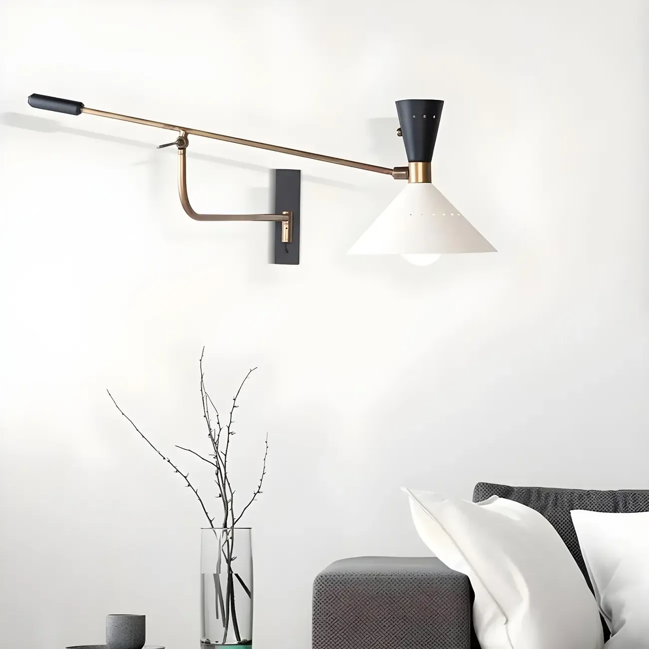 Modern Iron Shade Metal Swing Arm Wall Light