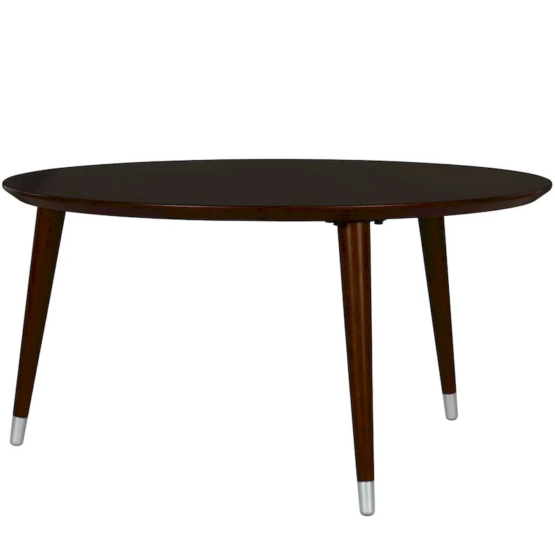 Mid-Century Round Coffee Table with Walnut Wood Veneer and Spindle Legs