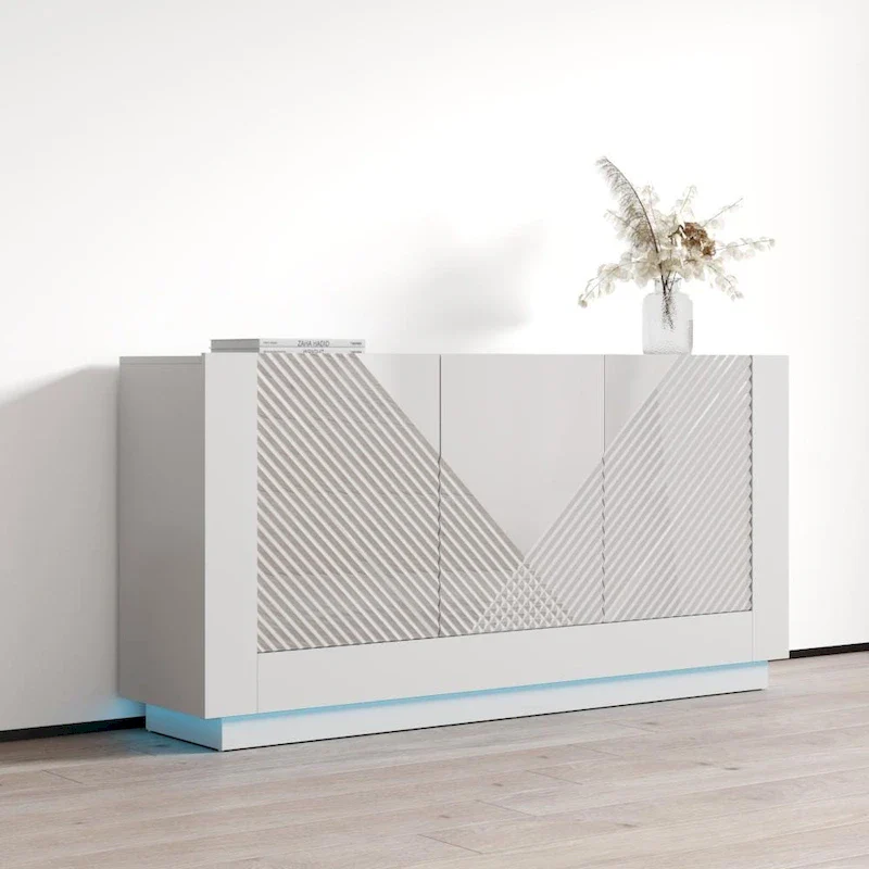 White / Black | High Gloss Sideboard | 1-Person Assembly