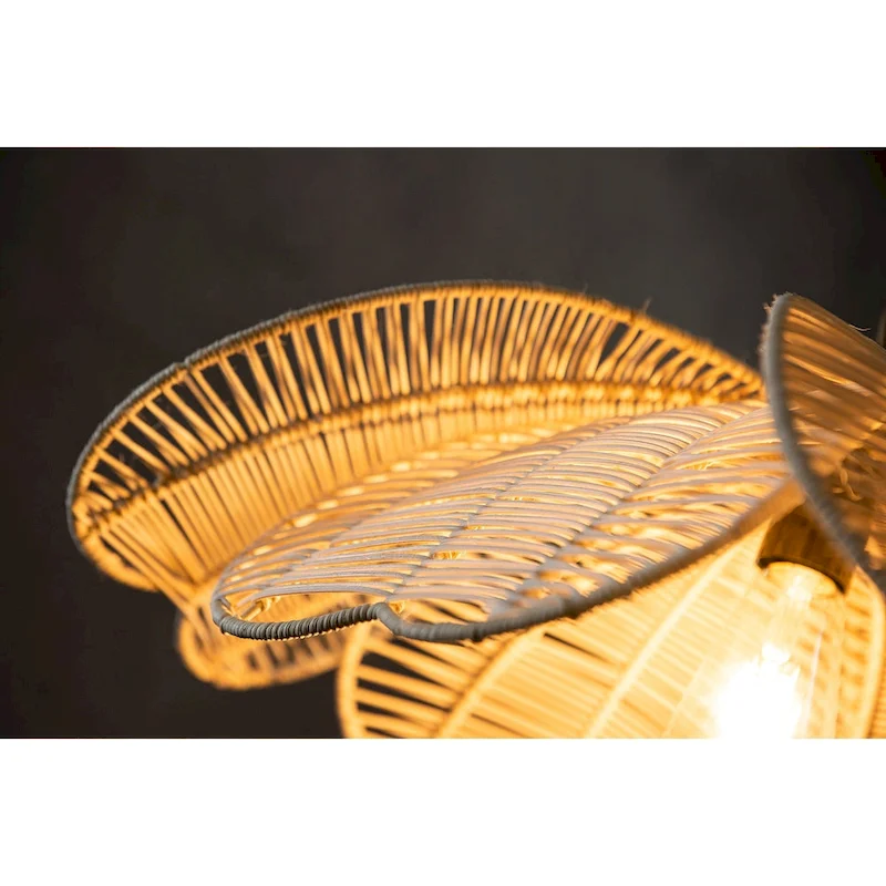 Boho Rattan Flower Pendant Light Coastal Hanging Fixture Light - 20  Wide