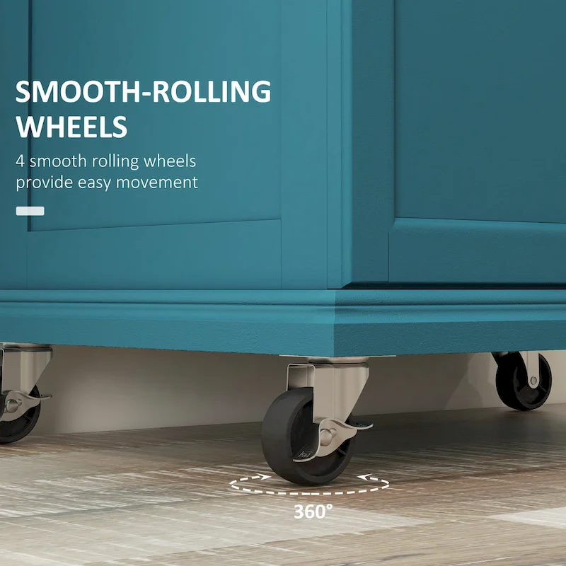 HOMCOM Kitchen Island on Wheels, Rolling Kitchen Cart with Stainless Steel Countertop, Drawer, Gray