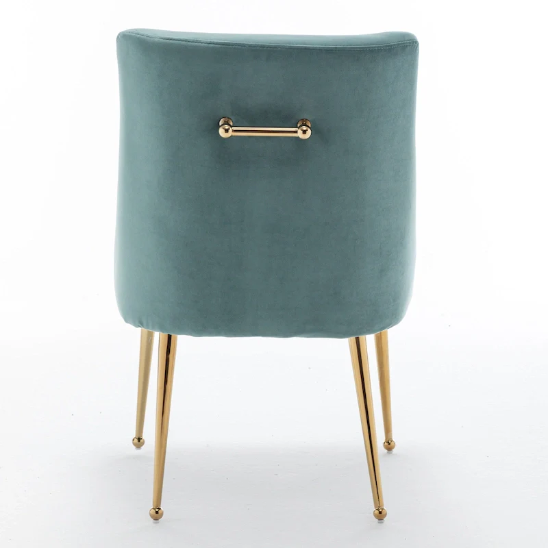 Velvet Upholstered Armless Dining Chair with Gold Metal Legs – Beige / Green / Black / Navy / Grey