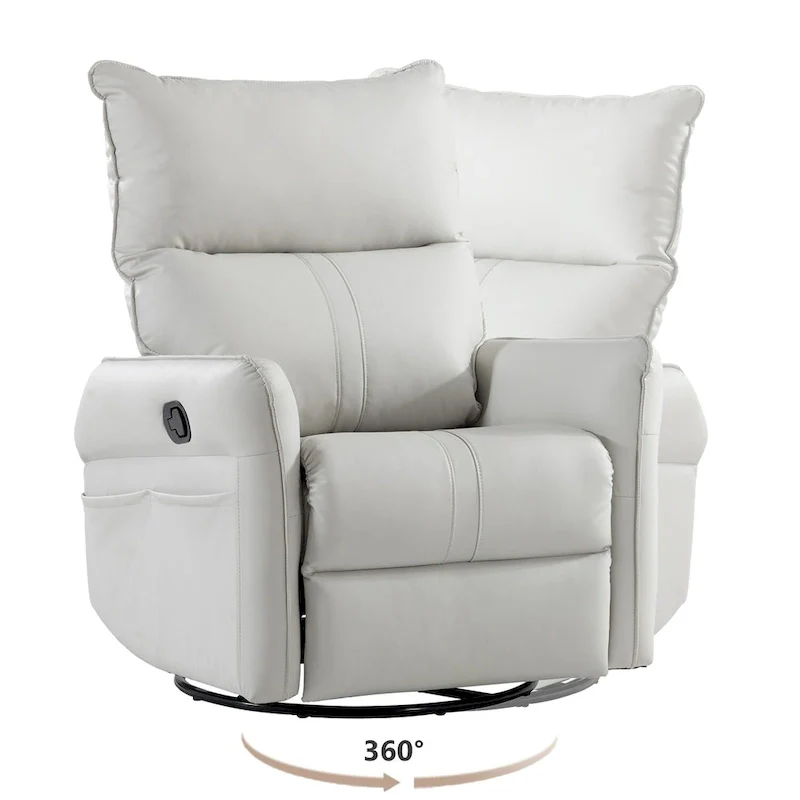 Modern Small Rocking Swivel Recliner Chair with Overstuffed Seat