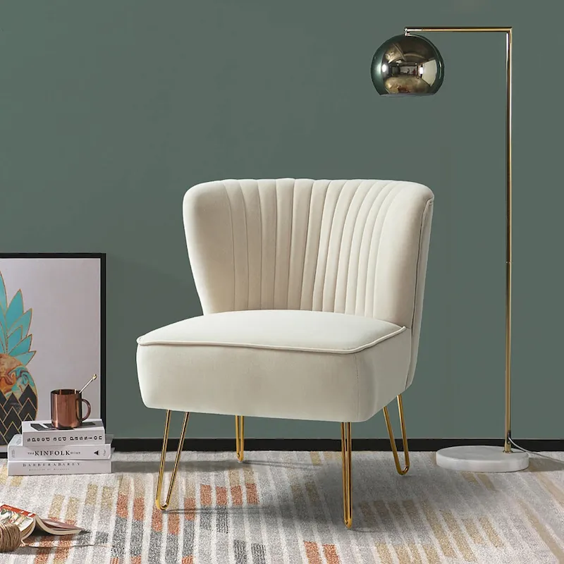 Barto Modern Velvet Tufted Side Chair with Golden Legs by HULALA HOME
