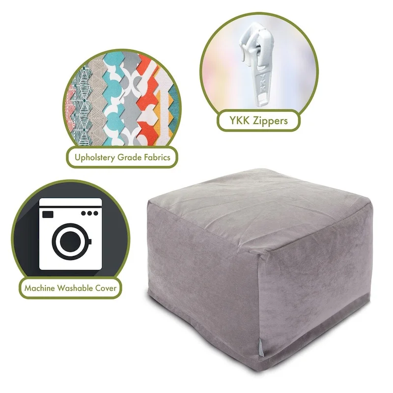 Velvet Pouf Ottoman – Round Footrest & Extra Seating