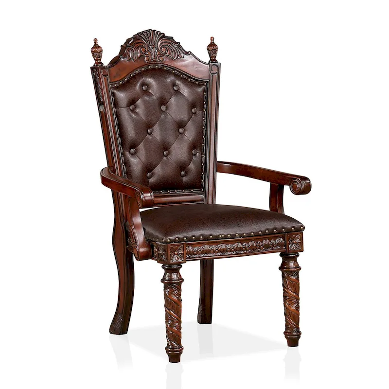 Abeena Traditional Cherry Solid Wood Arm Chairs (Set of 2) by Furniture of America