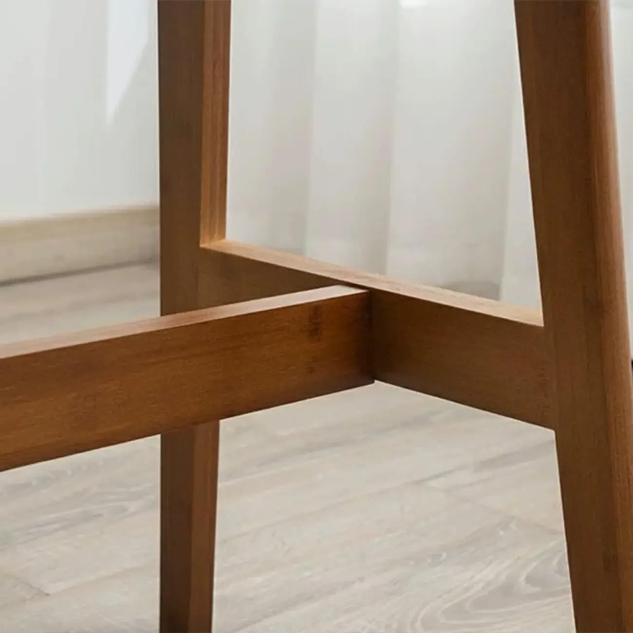 Simple Brown Bamboo 4-Leg Trestle Bar Tables