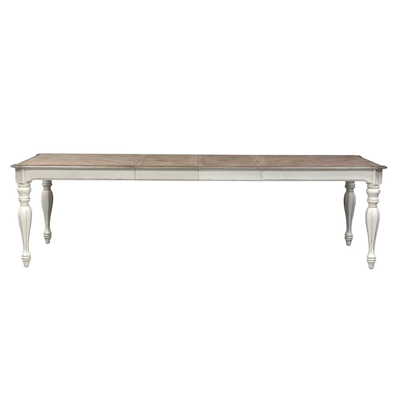 Antique White Weathered Bark Leg Dining Table