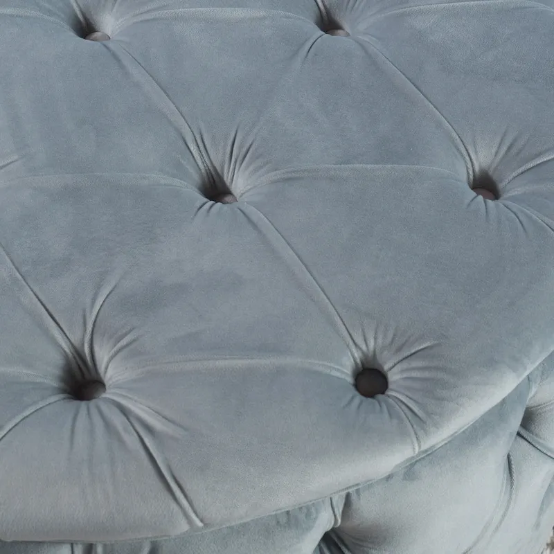 Modern Glam Tufted Velvet Round Ottoman
