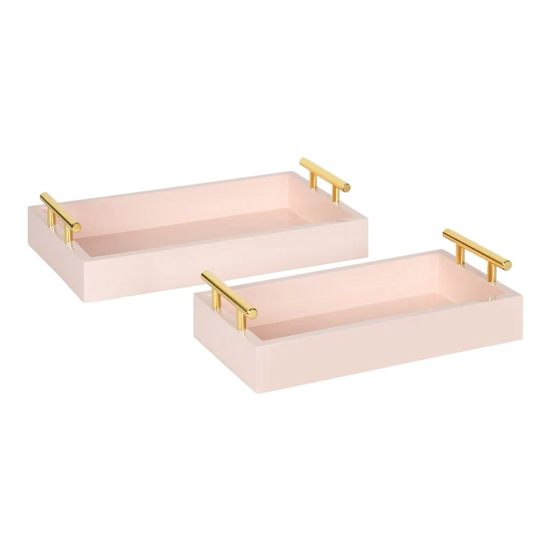 Kate and Laurel Lipton Rectangle Wood Tray Set - 2 Piece
