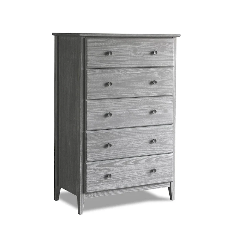 Coastal Solid Pine 5-Drawer Chest – Eco-Friendly, Smooth Metal Glides