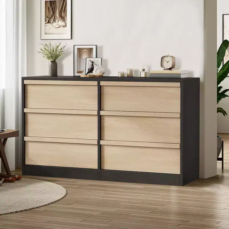 Modern 6-Drawer Chest, Large Storage Organizer with Smooth-Glide Drawers, Sturdy Design for Bedroom, Living Room, Entryway