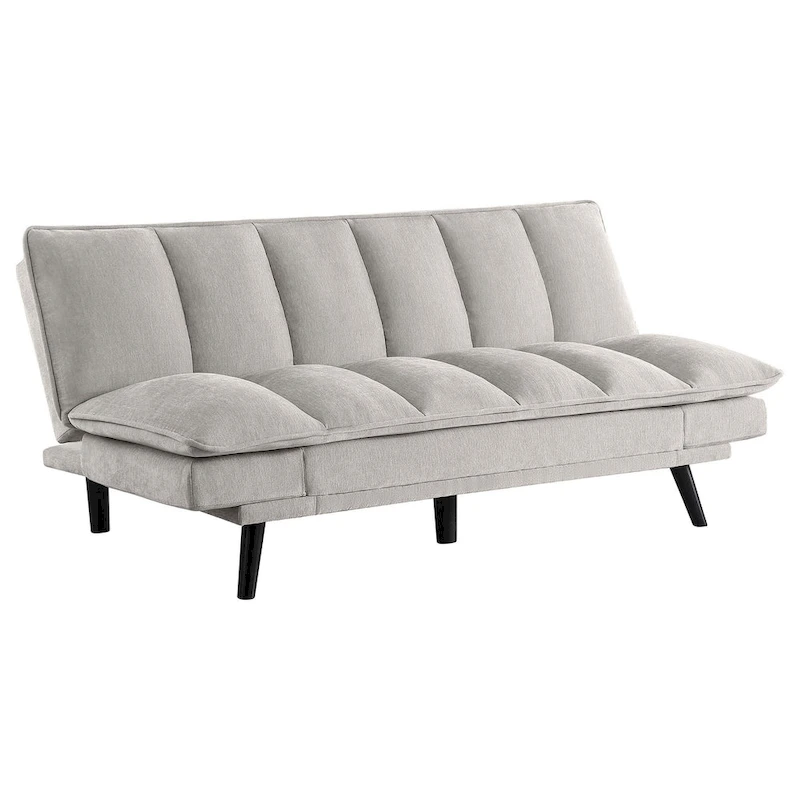 Loyla Convertible Sofa Bed, Tufted Light Gray Fabric, Black, 78 Inch