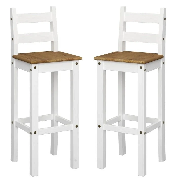 Wood Bar Height Dining Set of Drop Leaf Table and 2 Chairs Corona Collection