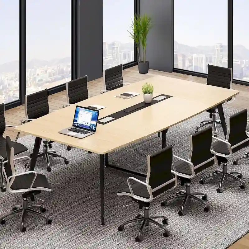 Moasis 6FT/8FT Conference Table Boat Shaped Meeting Table with Rectangle Grommet