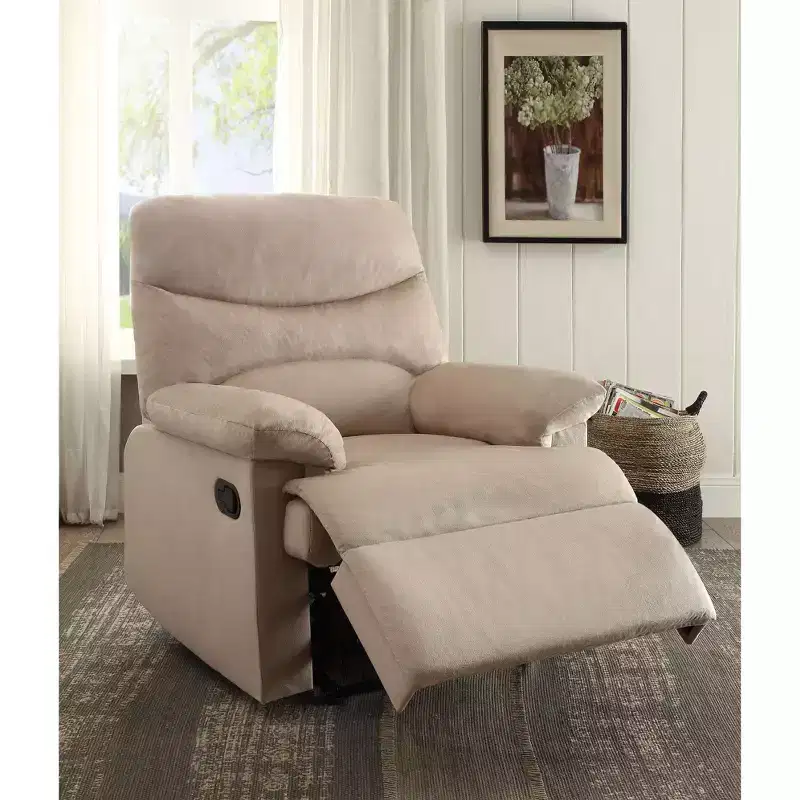 Okak Furry Elegant Accent Recliner Chair with Memory Foam Seating Latch Handle Modern Single Sofa for Living Room Bedroom Reading Room, Navy