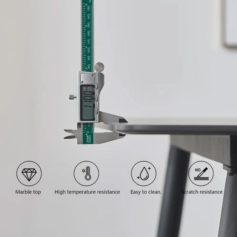 70.8 inch rectangular white kitchen dining table, with a sintered stone marble tabletop, metal legs
