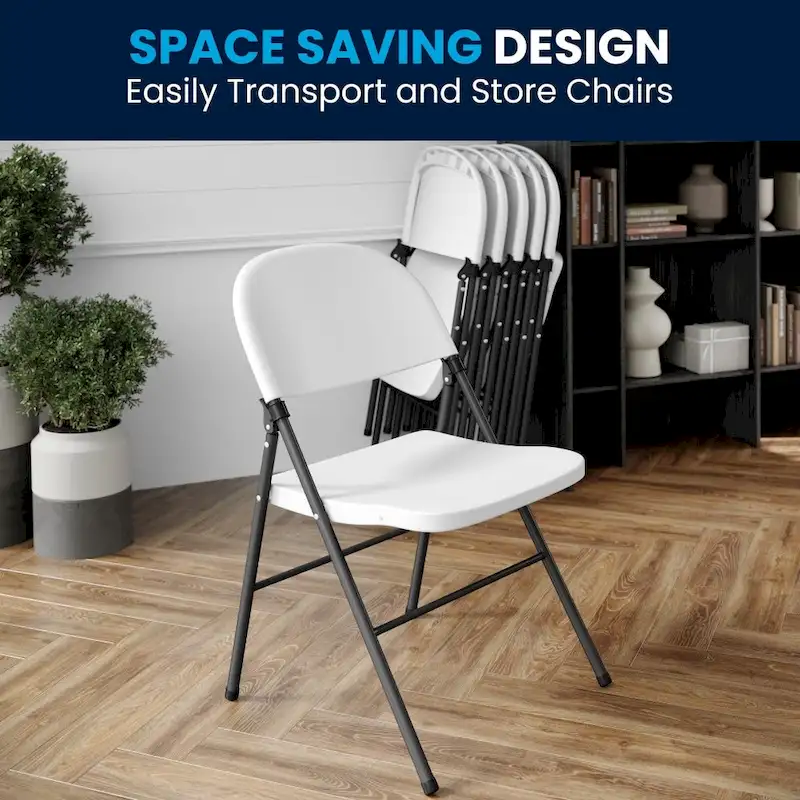 2 PK 330 lb. Capacity Plastic Folding Chair with Charcoal Frame